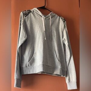 Women’s Max Rave Vintage, Bedazzled Gray Hoodie Size L